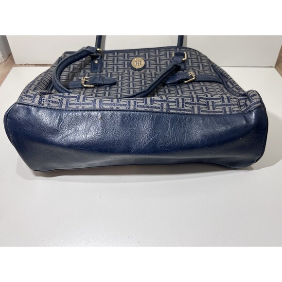 Tommy Hilfiger Women's Navy Blue & Gray Logo Tote Bag Handbag Purse - Picture 6 of 11